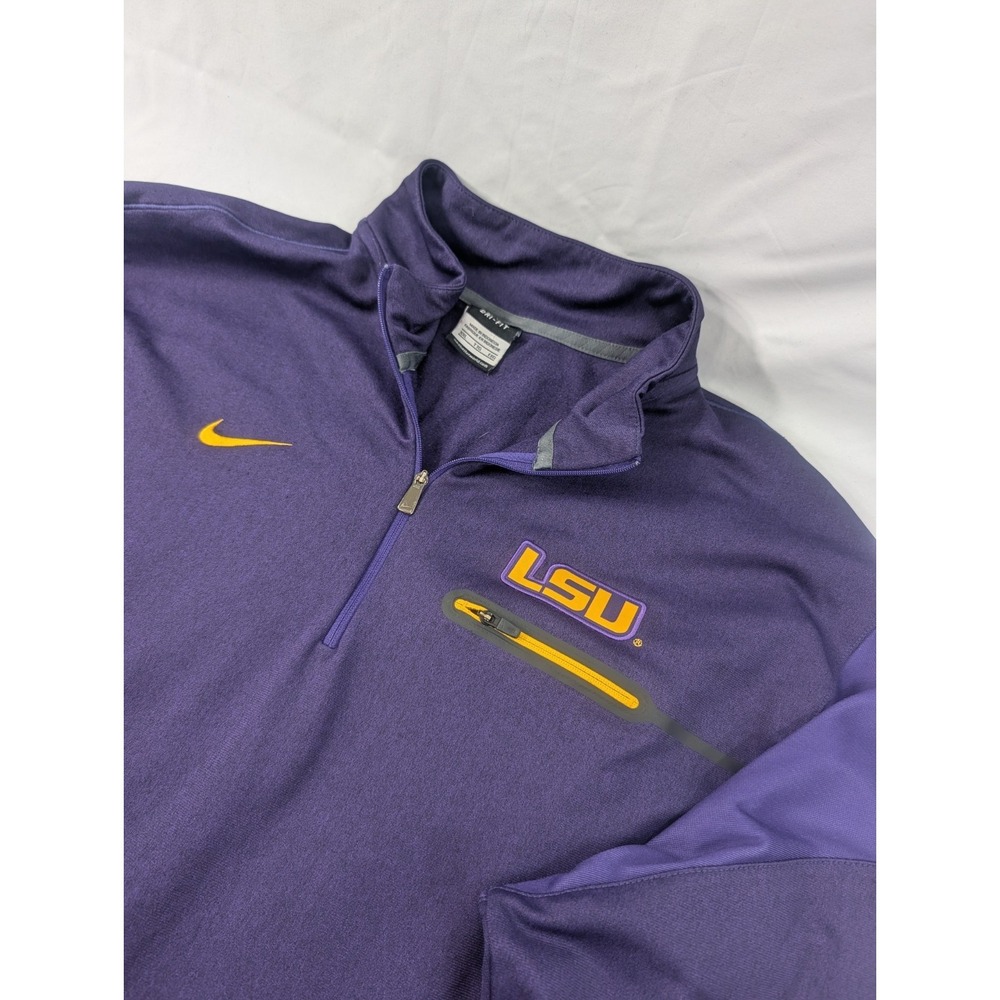 LSU Tigers Nike 1/4 Zip Pullover Men's 2XL Purple Dri-Fit XXL Excellent Conditio